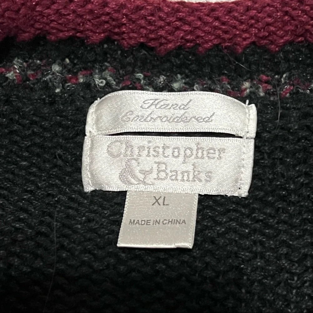 Christopher & Banks Hand Embroidered Dogs Rolled Neck Holiday Sweater - Picture 7 of 9